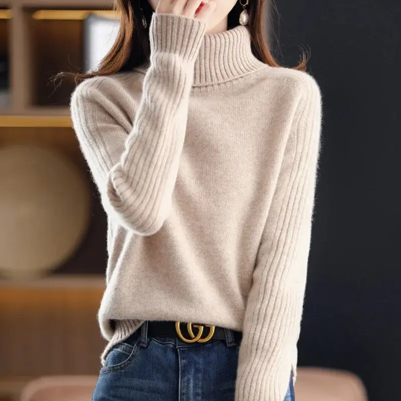 High-collar Flocked Thick Autumn Winter Women Underwear Stylish Top Knitted Base Shirt Winter Thick