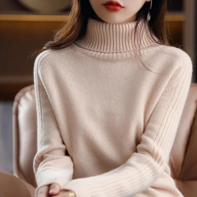High-collar Flocked Thick Autumn Winter Women Underwear Stylish Top Knitted Base Shirt Winter Thick