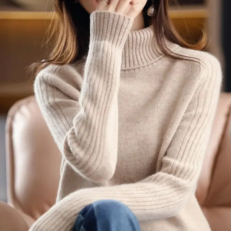 High-collar Flocked Thick Autumn Winter Women Underwear Stylish Top Knitted Base Shirt Winter Thick