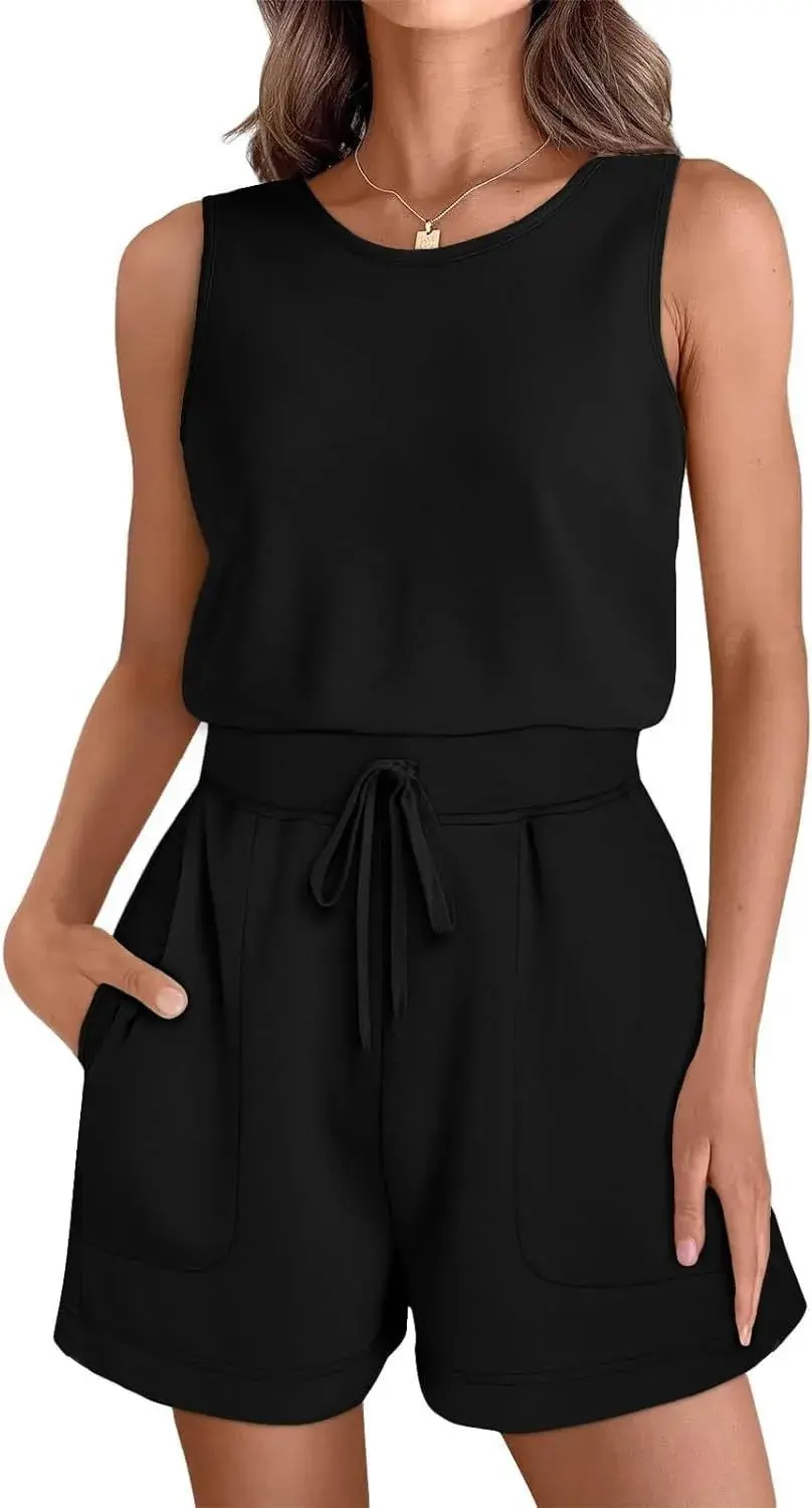 2025 spring and summer new export European and American fashion sports vest jumpsuit shorts fitness clothes