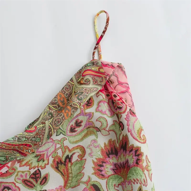 Women's Slip Dress 2025 New Fashion Summer Patchwork Print Backless Dresses for Women Casual Chic Ladies Midi Dress