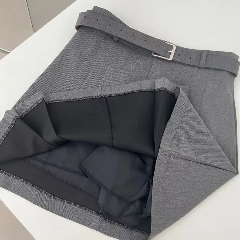 A-Line Skirt for Women Summer New High Waist Black Gray Pleated Skirts Female Casual Student Mini Skirts