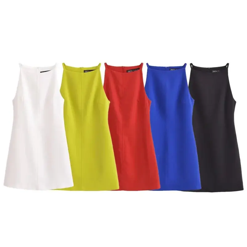 Fashion Summer Dresses 2025 Womens Dresses Bodycon Sleeveless Mini Dress White Red Blue Black Yellow Dress Vacation Dresses