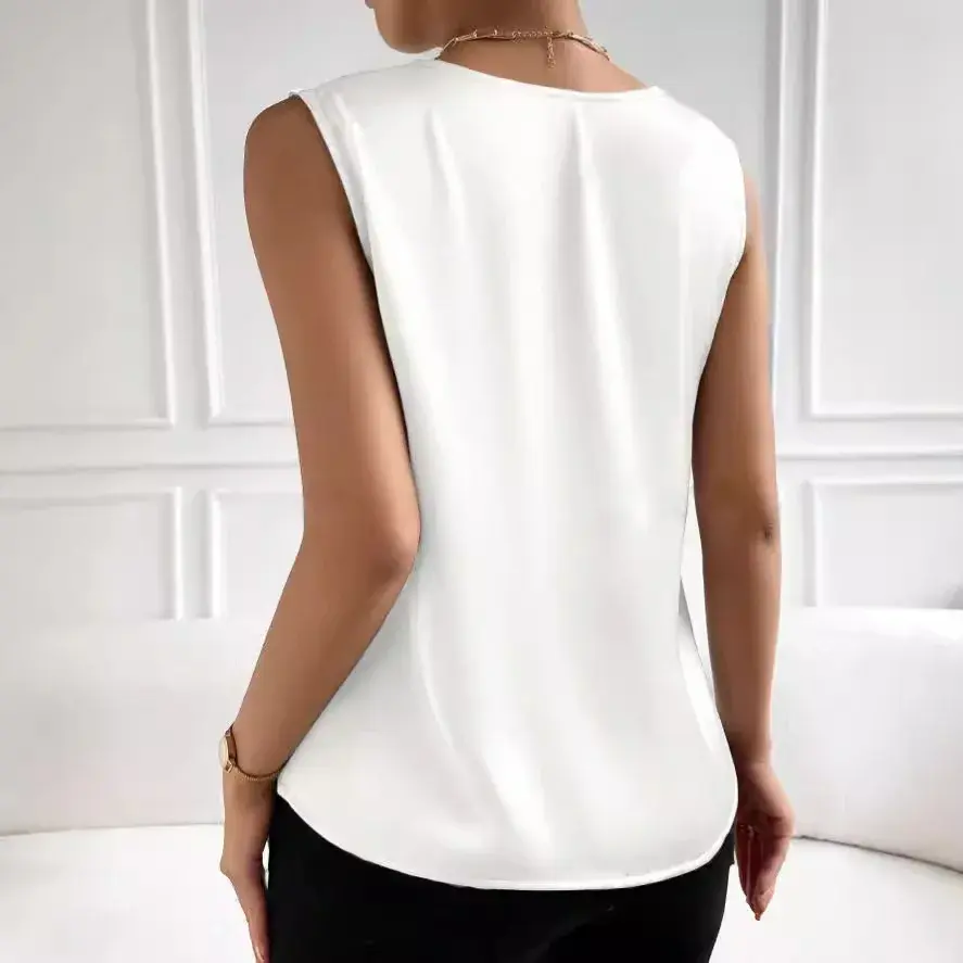 Solid Casual Loose Sleeveless Blouses For Women Fashion Summer Women's Oversized Shirts And Blouses Elegant Youth Female Tops