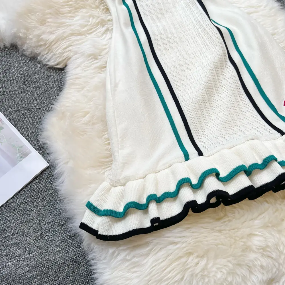 Fashion Women Knitted Mini Dress Ins Hot Sexy Package Hips Ruffled Party Dress Streetwear Lady Outfits Vestidos