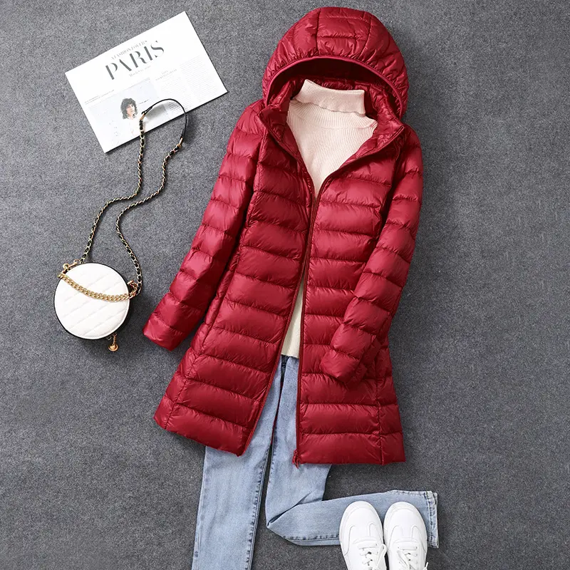 Women's Office Lady Hat Detachable Puffer Jackets 2024 New Arrival Autumn Winter White Duck Down Warm Coat