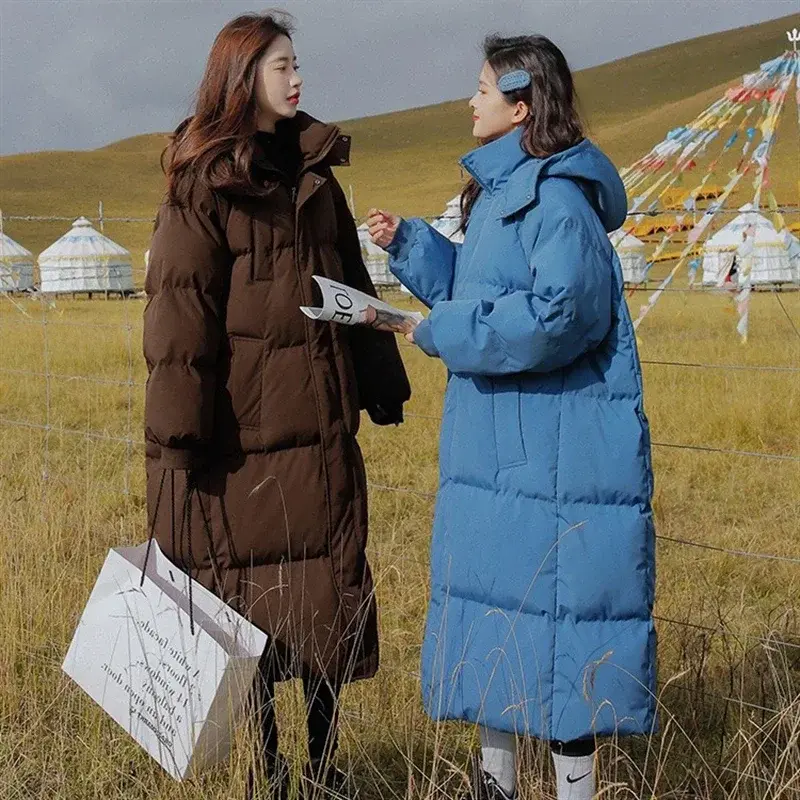 2024 Down Coats New Long-style Cotton Dress Korean Version Large Size Korean Fashion Jackets Winter Heat Parka Feminina