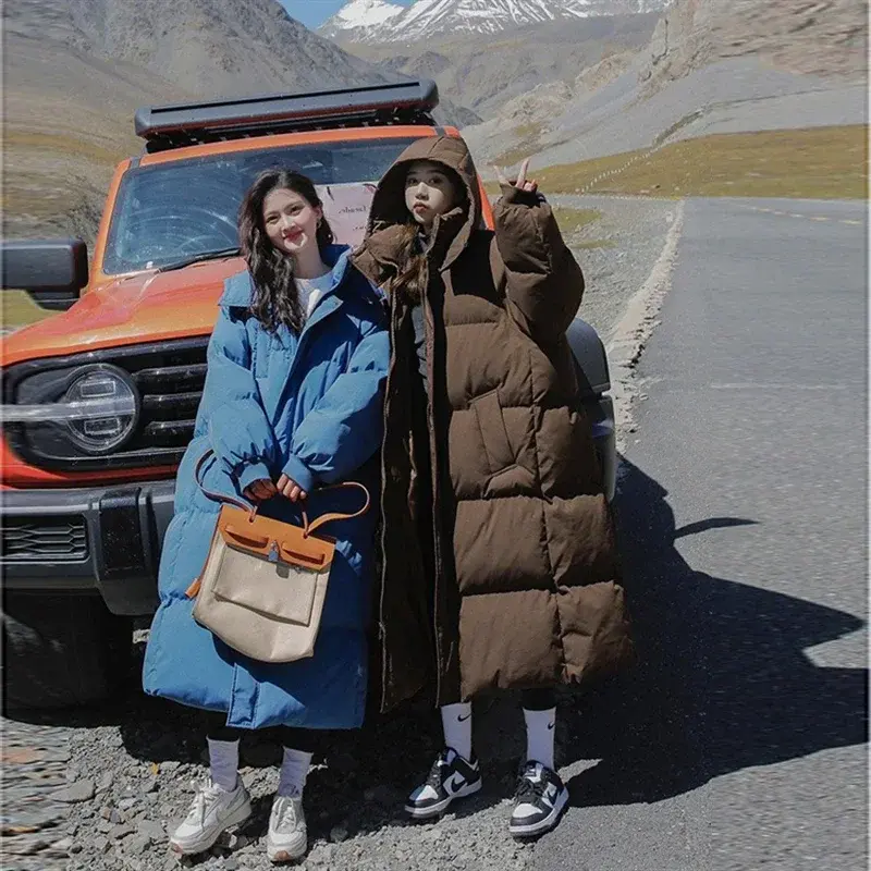 2024 Down Coats New Long-style Cotton Dress Korean Version Large Size Korean Fashion Jackets Winter Heat Parka Feminina