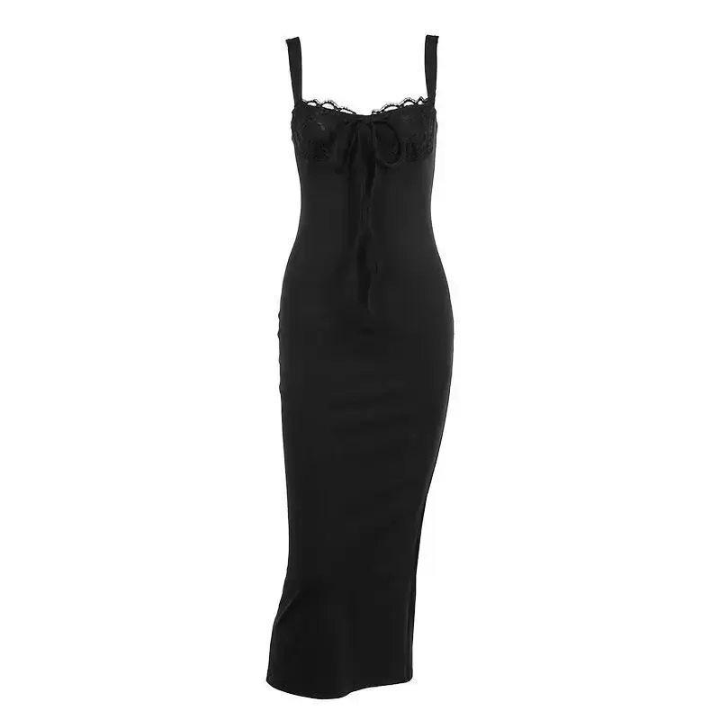 Knitted Tank Top Slimming Dress Smooths Your Silhouette Elegant Sexy Chest Display Long Dress For Women