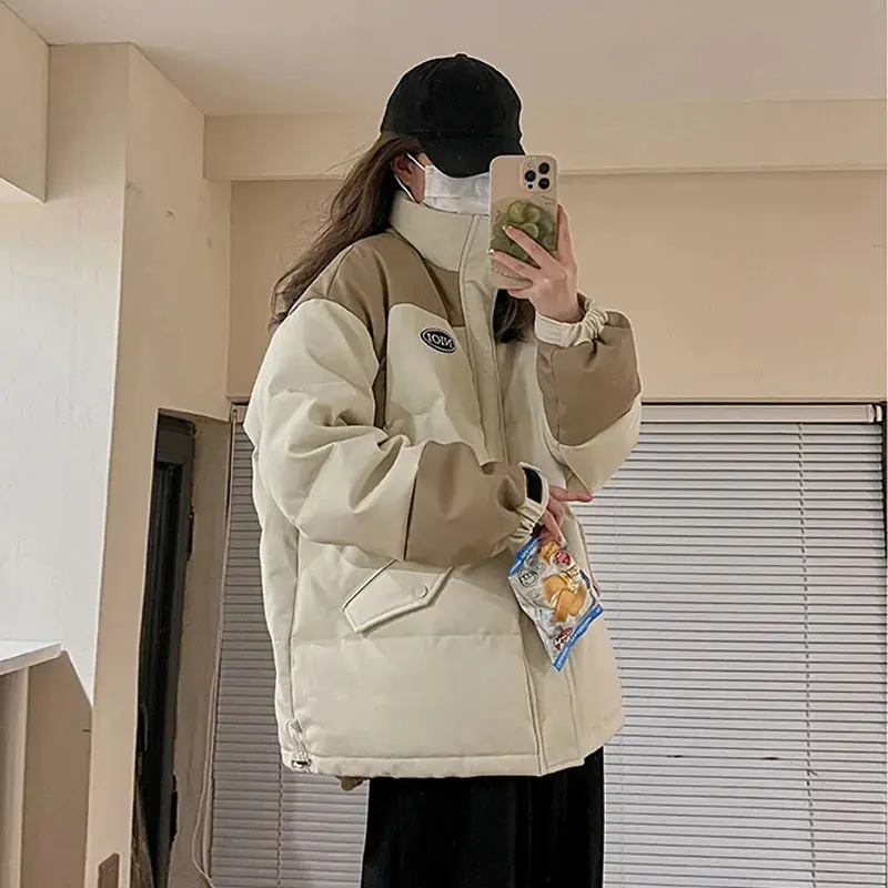 2024 Autumn Winter Down Cotton Jacket Coat Women's stand Parkas Loose Thickening  Design sense Female Students Korean Outerwear
