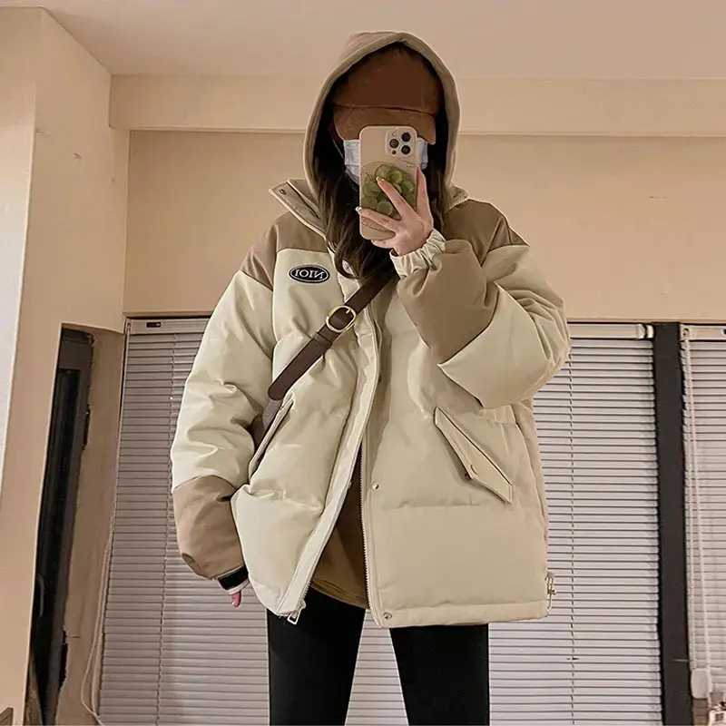 2024 Autumn Winter Down Cotton Jacket Coat Women's stand Parkas Loose Thickening  Design sense Female Students Korean Outerwear