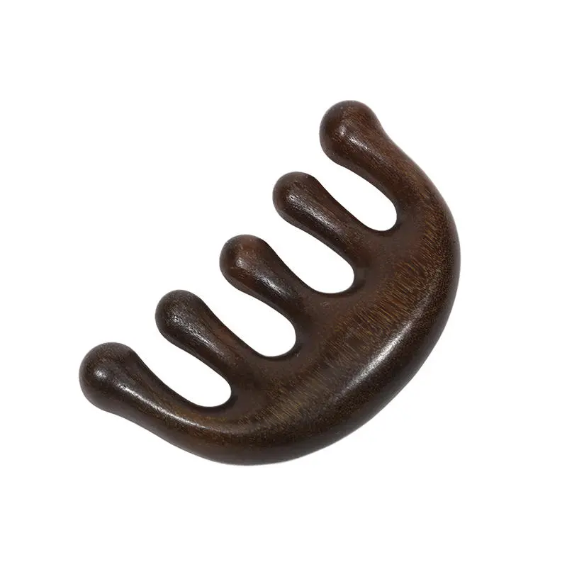 2025 New Massage Comb Head Massager Sandalwood Five Tooth Whale Scalp Scraping Body Tool
