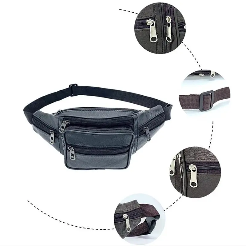 Men's Waist Pack PU Leather Bag Belt Male Artificial Fanny Fashion Luxury Small Shoulder Bags For Men