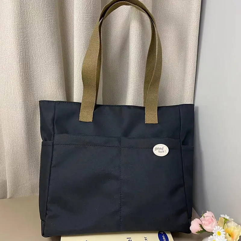 1Pc Women's Tote Bag Canvas Sewing Thread Large Capacity Advanced Sense Handbag Convenient Practical Female's Commuter