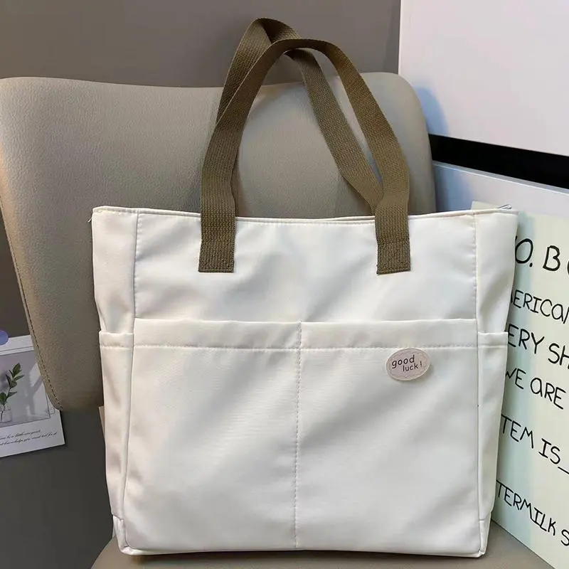 1Pc Women's Tote Bag Canvas Sewing Thread Large Capacity Advanced Sense Handbag Convenient Practical Female's Commuter