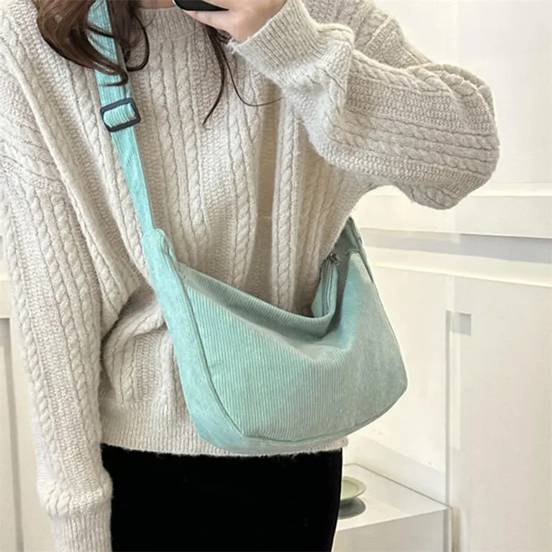 Solid Color  Crossbody Bag Fashion Korean Casual Shoulder Large Capacity Lazy Style Handbag Women