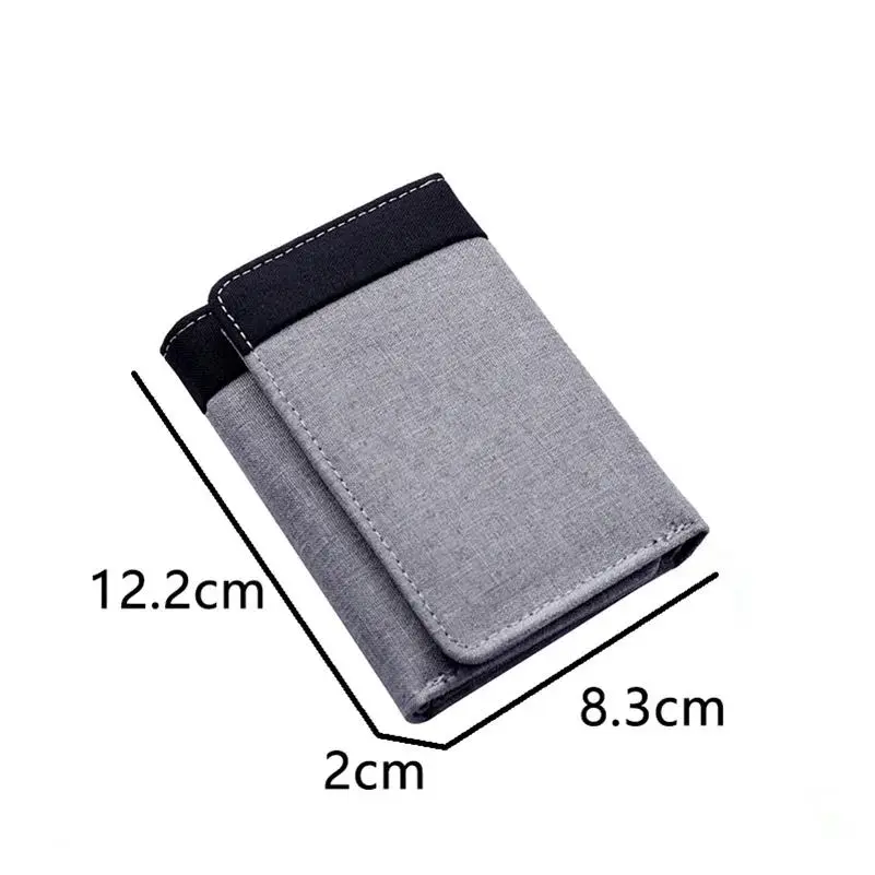 2025 New Practical Canvas Wallet Men ID/photo Holders Black/blue/gray Card Holder Case 8 Slots Hasp Male Purse Mini Three-fold