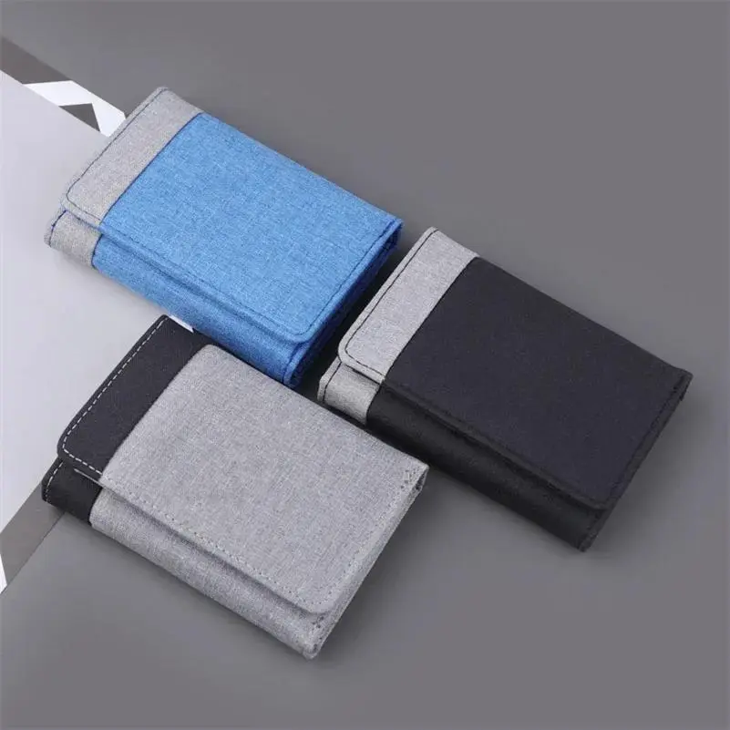 2025 New Practical Canvas Wallet Men ID/photo Holders Black/blue/gray Card Holder Case 8 Slots Hasp Male Purse Mini Three-fold