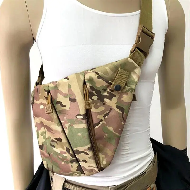 Tactical Gun Holster Military Storage Pistol Concealed Nylon Bag Anti-theft Men's Hunting Camo Right Shoulder Chest