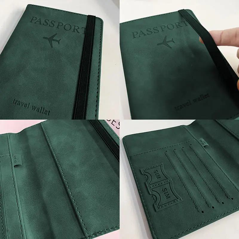 RFID Blocking Passport Holder Cover Travel Leather Wallet Case for Men Women Multi-Function ID Bank Card Accessories