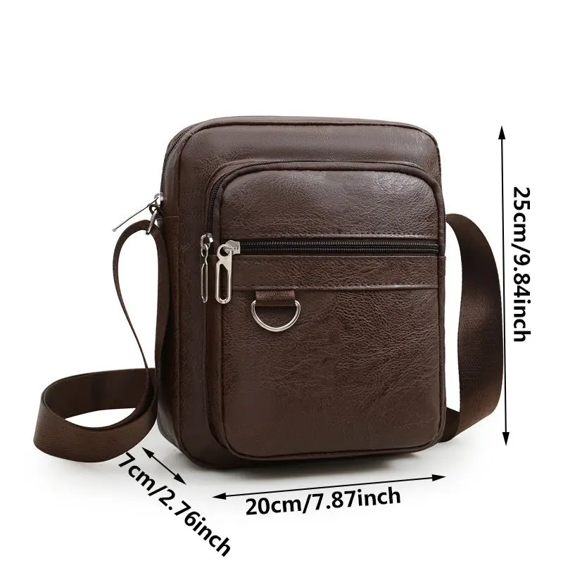 PU Leather Men's Bag Casual New Large Capacity Waterproof Handbag Brown Black Shoulder Messenger Bags Outdoor