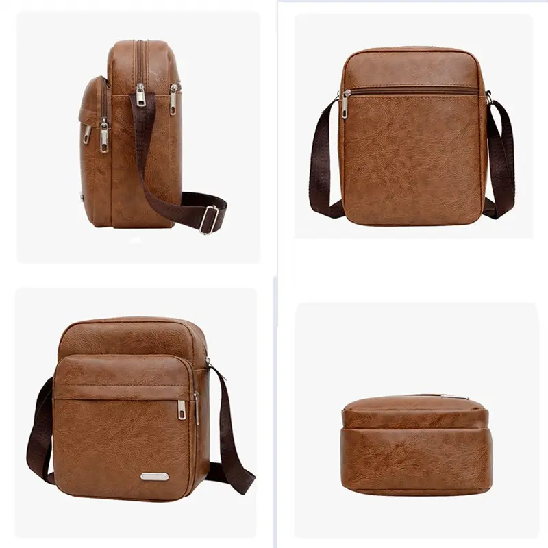 Men Crossbody Shoulder Bags Waterproof Vintage Handbags Large Capacity PU Leather Bag Man Messenger Tote