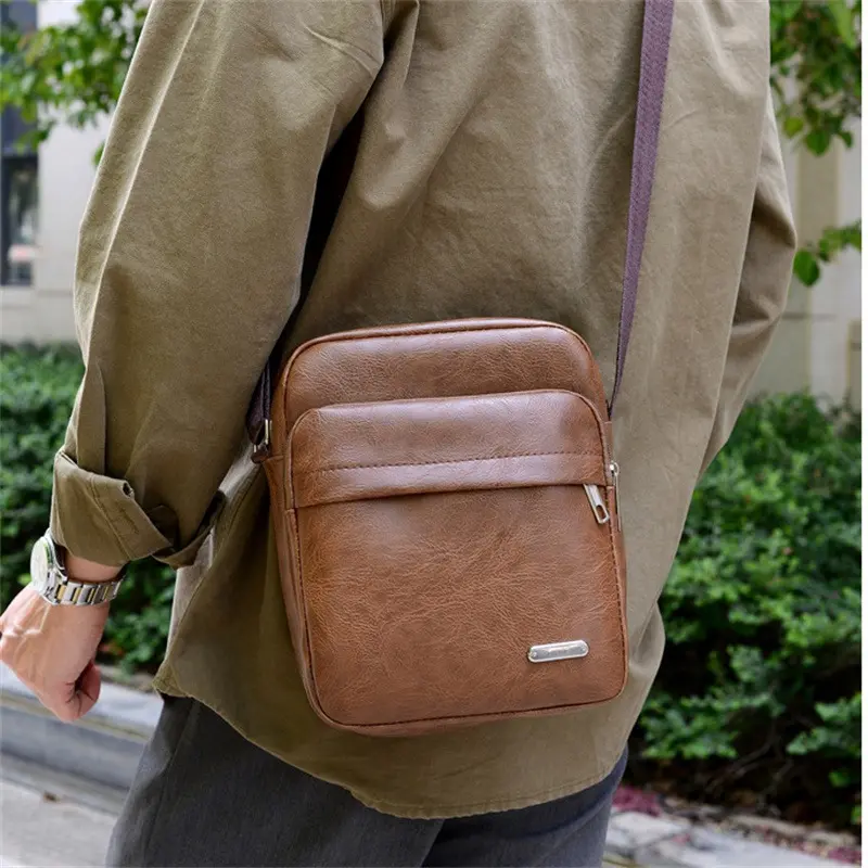 Men Crossbody Shoulder Bags Waterproof Vintage Handbags Large Capacity PU Leather Bag Man Messenger Tote