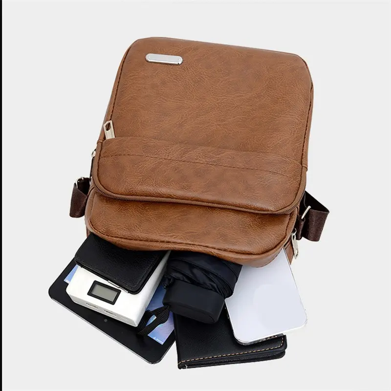Men Crossbody Shoulder Bags Waterproof Vintage Handbags Large Capacity PU Leather Bag Man Messenger Tote