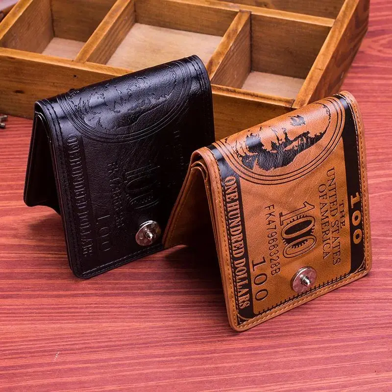 2025 New Fashion Men's Wallets With 100 US Dollar Pattern Wallet Male Leather Photo Card Holder Large Capacity