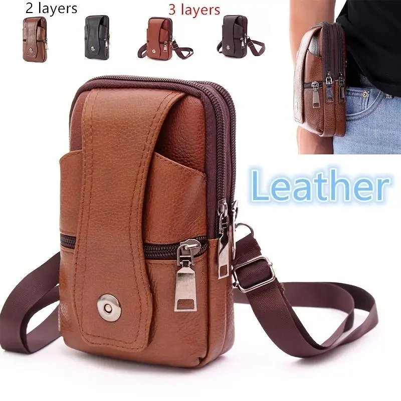 2025 NewPractical 1pc Fashion Men's PU Leather Fanny Pack, Multifunctional Pack