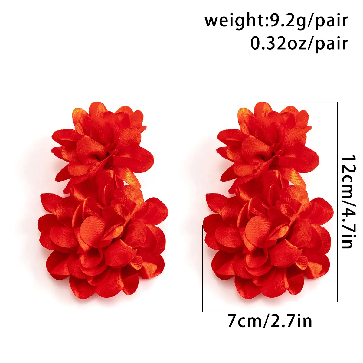 Exaggerated Big Fluffy Fabric Flower Petal Drop Earrings for Women Trendy Elegant Earring Wed Bridal Y2K Jewelry Accessories New