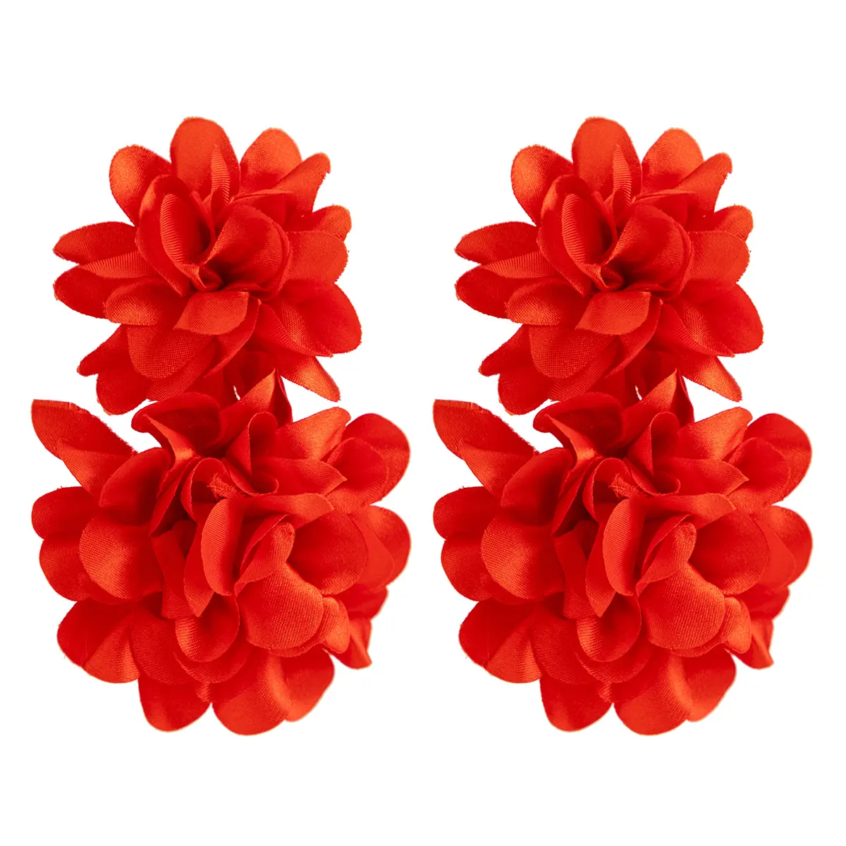 Exaggerated Big Fluffy Fabric Flower Petal Drop Earrings for Women Trendy Elegant Earring Wed Bridal Y2K Jewelry Accessories New