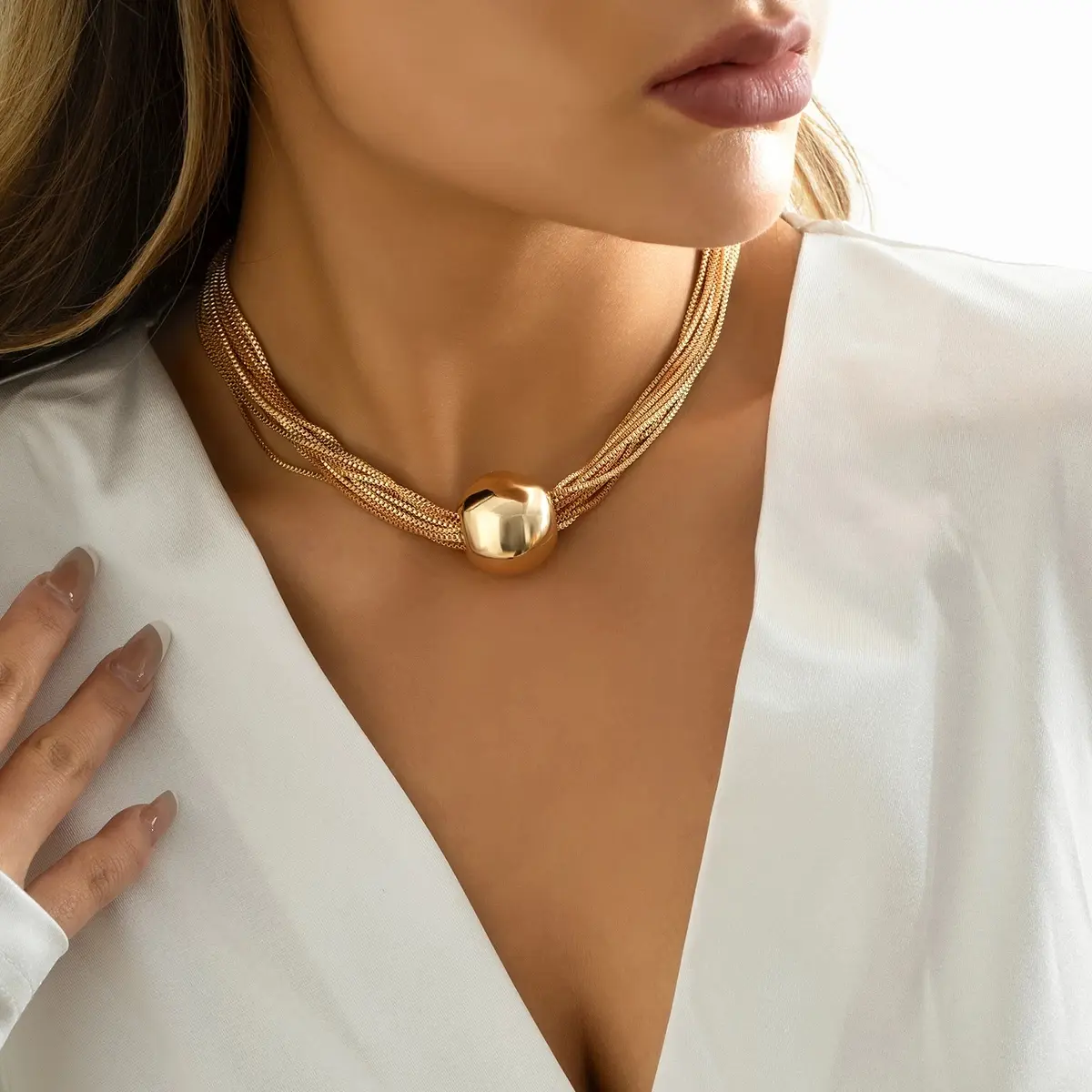 Ingemark Gothic Twisted Chunky Chain Necklace for Women Vintage Big Ball Pendant Choker Clavicle Link Grunge Jewelry Steampunk