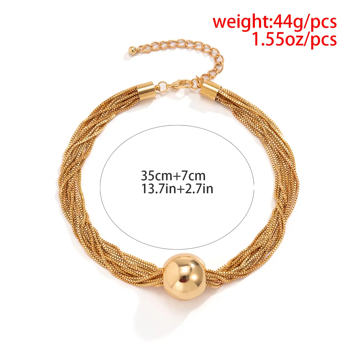 Ingemark Gothic Twisted Chunky Chain Necklace for Women Vintage Big Ball Pendant Choker Clavicle Link Grunge Jewelry Steampunk