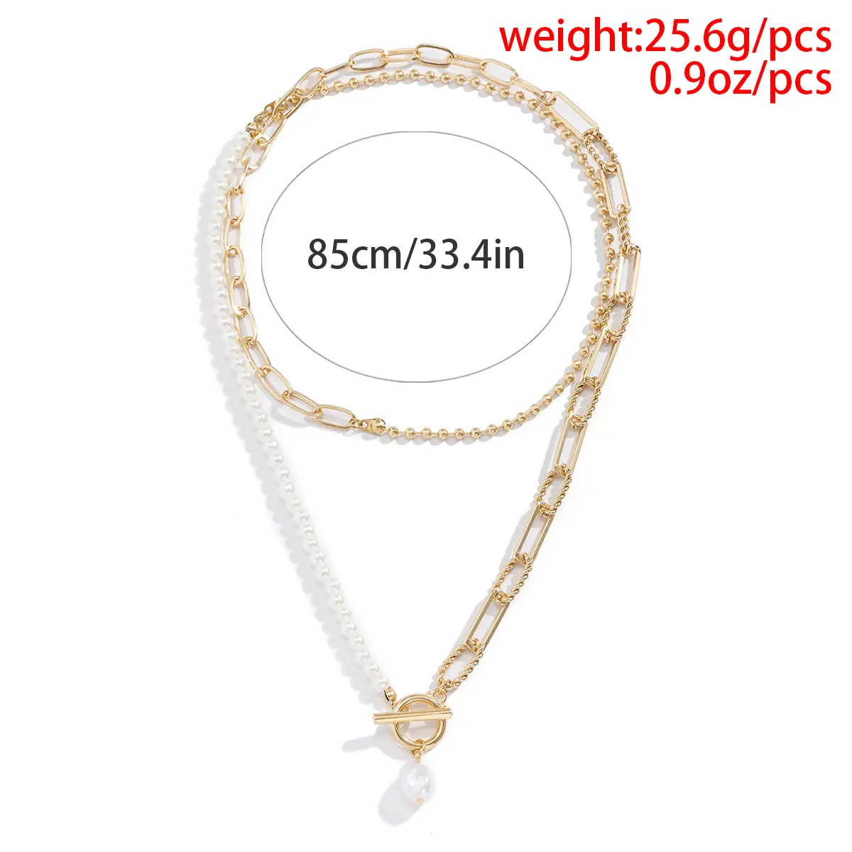 2Pcs/Set Vintage Imitation Pearl Chain Necklace Women Fashion Statement Goth OT Buckle Pendant Choker Jewelry Wed Accessories