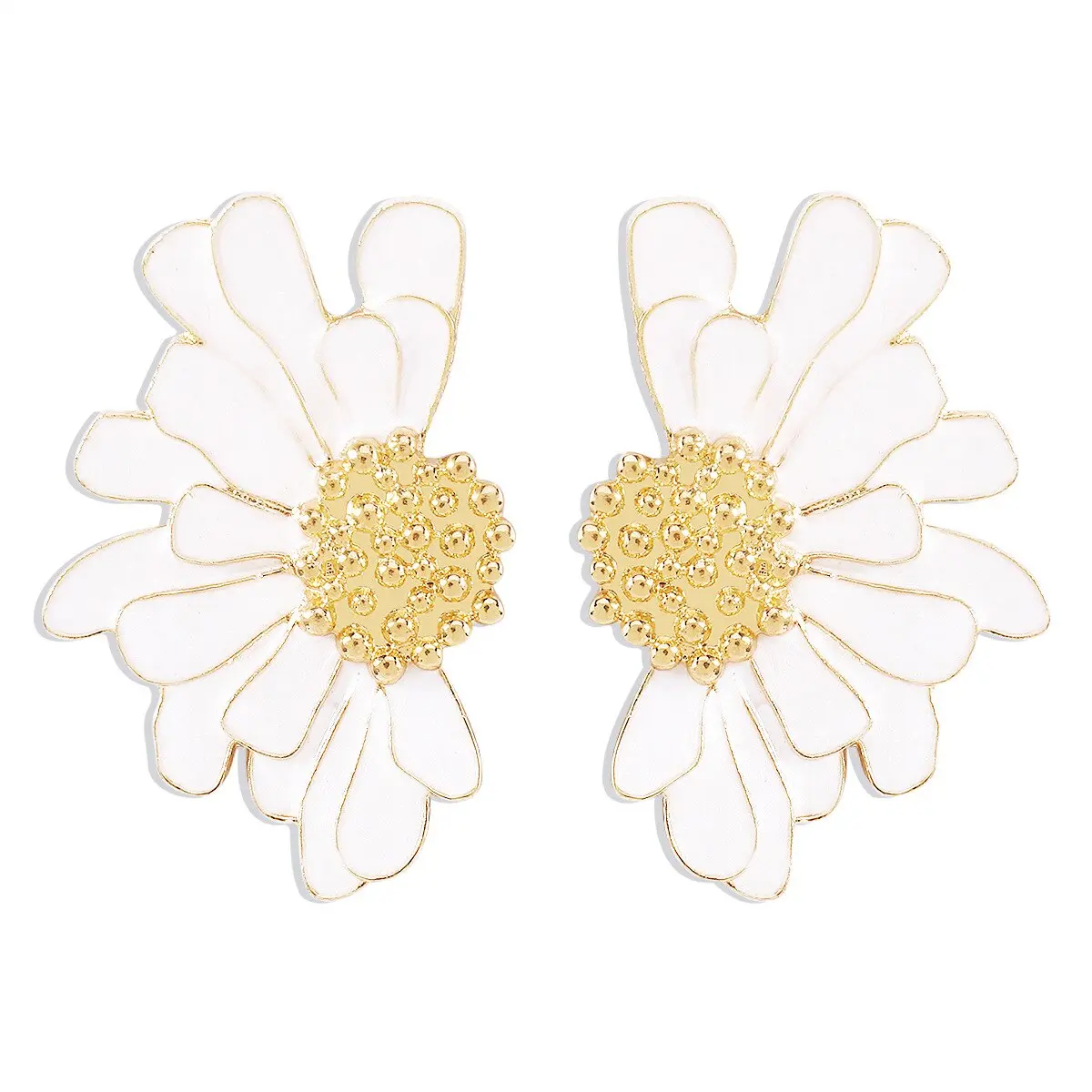 Boho Colorful Big Flower Petal Irregular Stud Earring for Women Trendy Kpop Sweet Piercing Earring Ear Y2K Jewelry Accessories