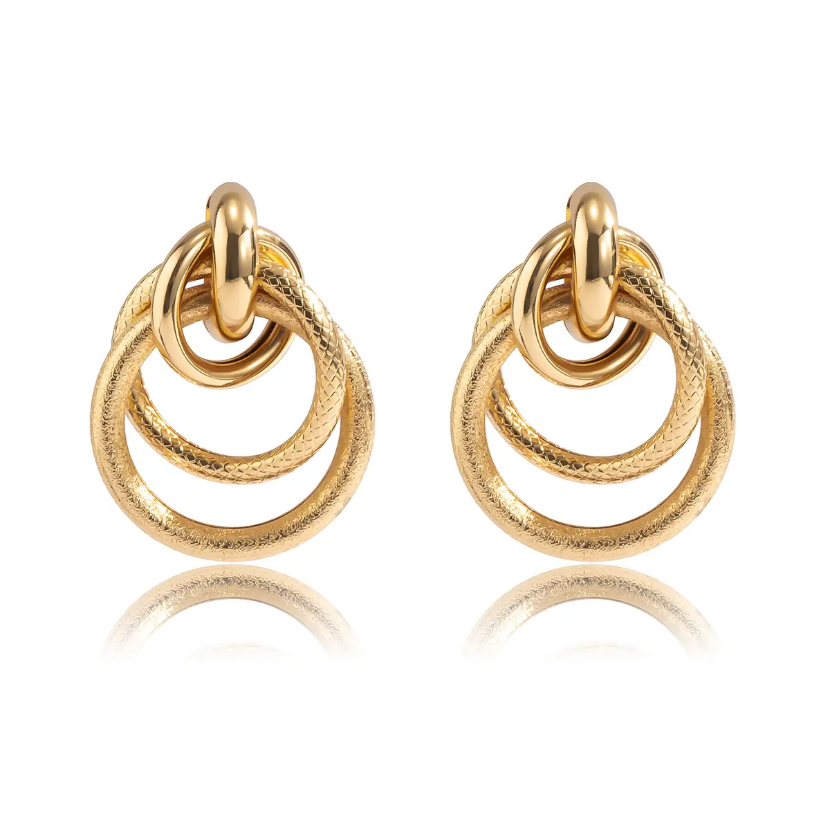 Classic Creative Geometric Round Pendant Earrings for Women Exaggerated Gold Color Big Drop Earring Female Fashion Party Jewelry