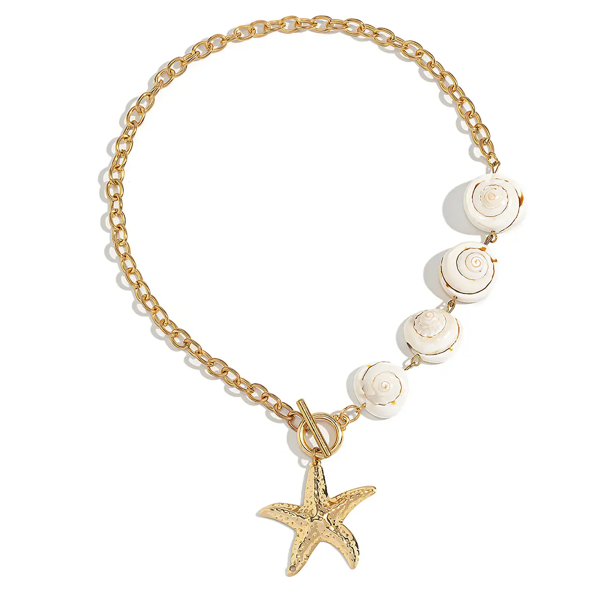 Ingemark Punk Vintage Starfish Conch OT Buckle Pendant Choker Necklace for Women Summer Boho Imitation Pearl Choker Y2K Jewelry