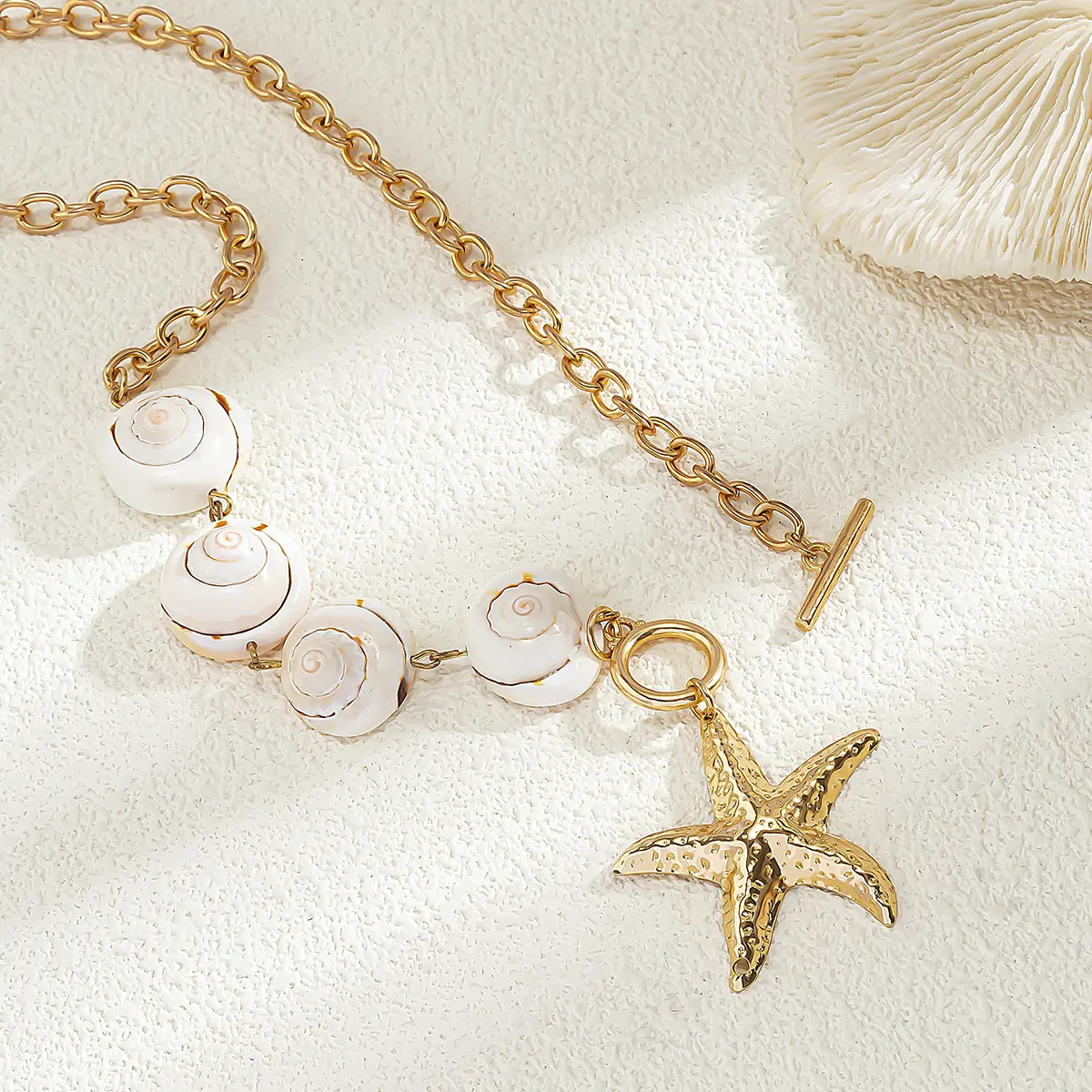 Ingemark Punk Vintage Starfish Conch OT Buckle Pendant Choker Necklace for Women Summer Boho Imitation Pearl Choker Y2K Jewelry