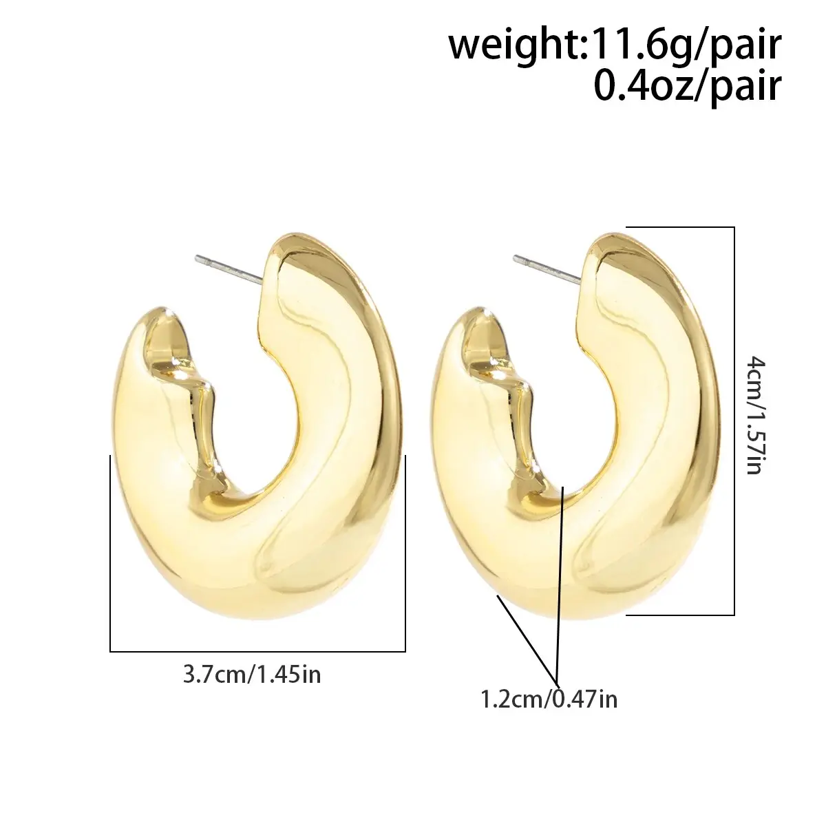 Fashion Simple Irregular C Shaped Hoop Earrings For Women Punk Y2K Geometric Huggies Earring Glossy Jewelry Party Gift