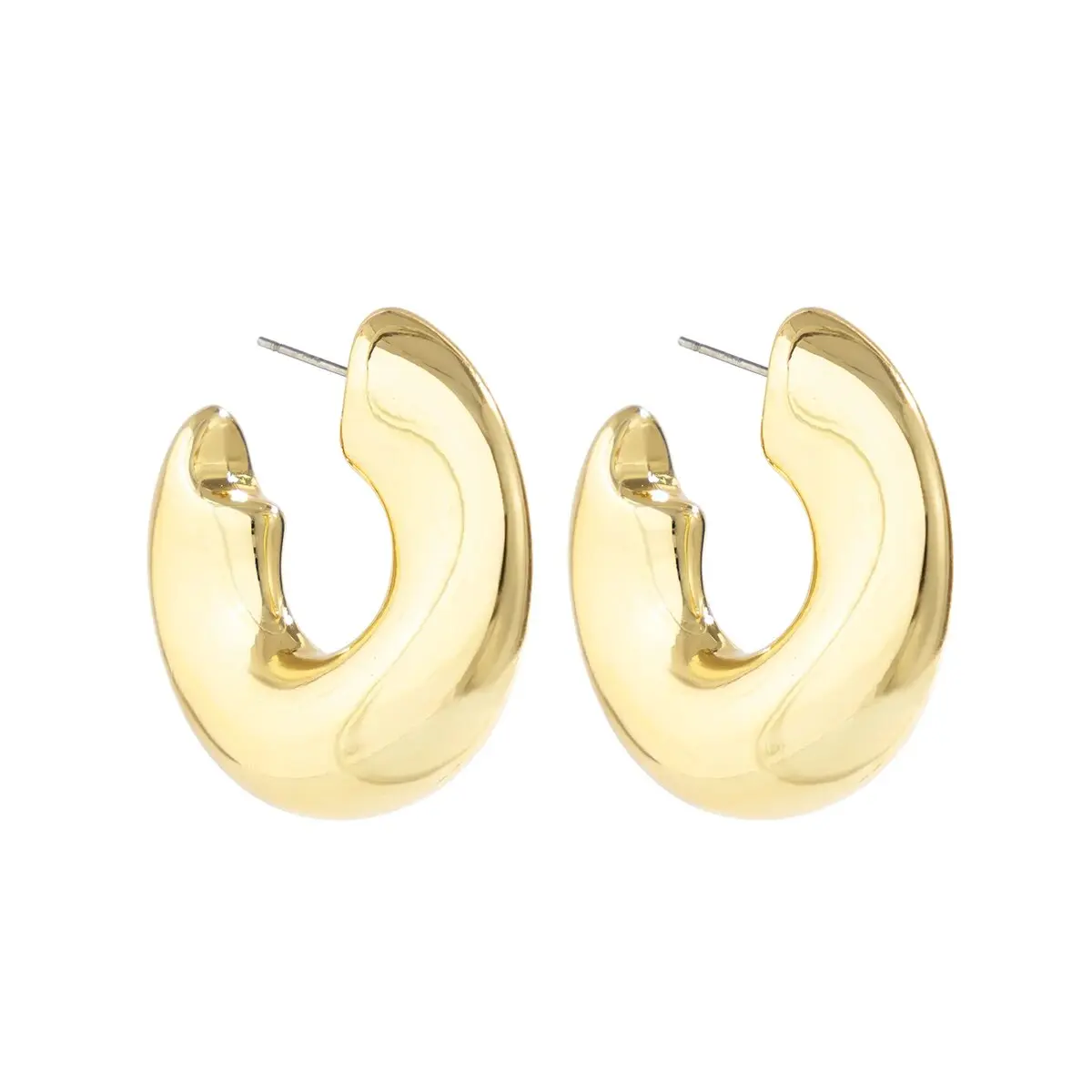Fashion Simple Irregular C Shaped Hoop Earrings For Women Punk Y2K Geometric Huggies Earring Glossy Jewelry Party Gift