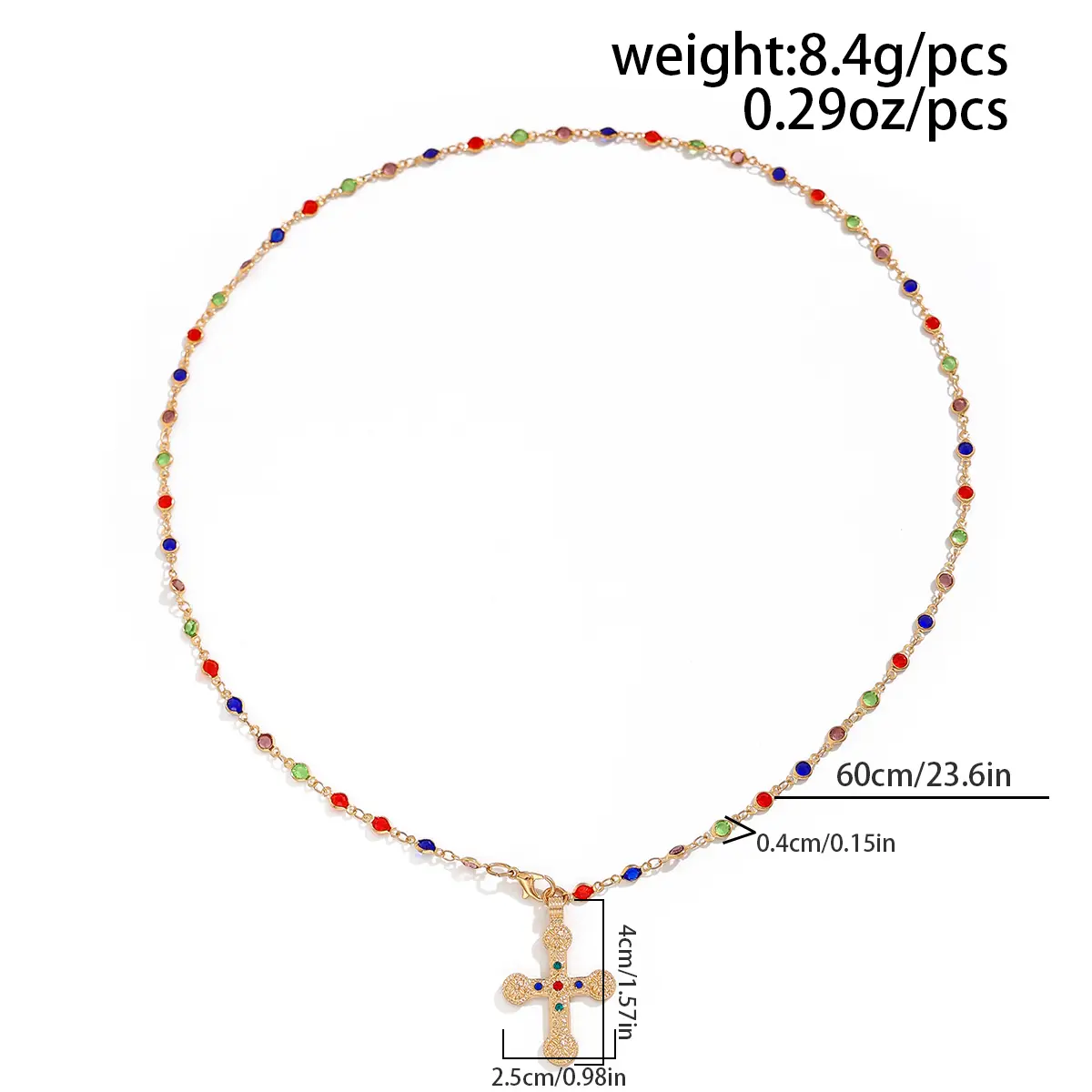 Ingemark Minimalism Jesus Cross Pendant Choker Necklace for Women Goth Colorful Crystal Chain Christian Y2K Neck Jewelry Gift