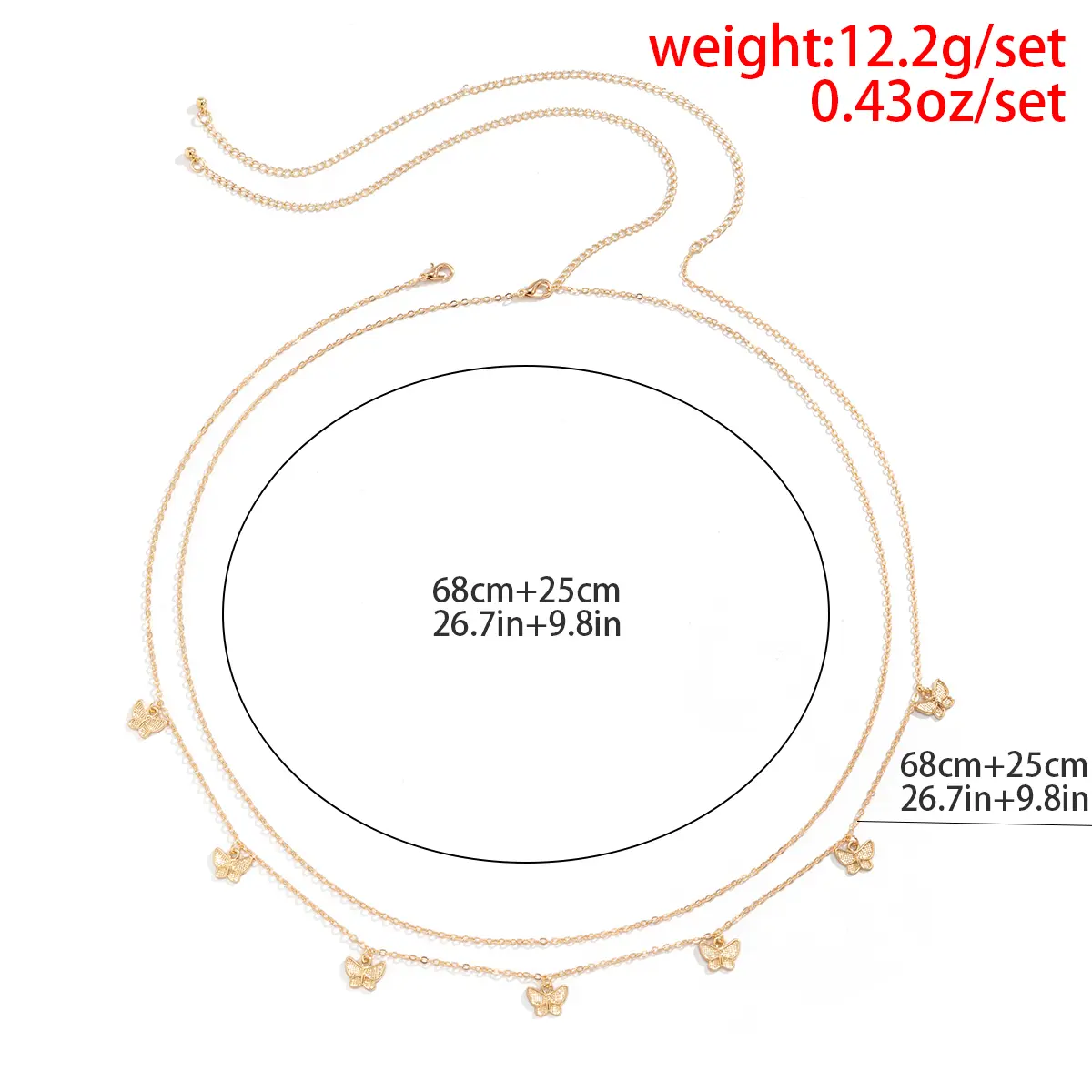 2Pcs/Set Sexy Bohemian Butterfly Pendant Waist Chain for Women Summer Bikini Double Layer Belly Chain Beach Party Body Jewelry
