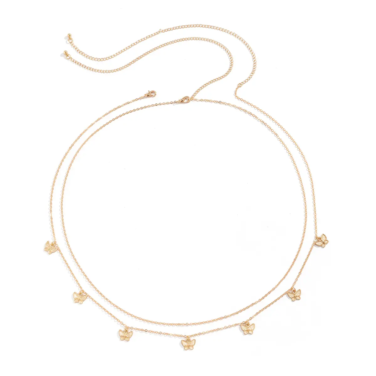 2Pcs/Set Sexy Bohemian Butterfly Pendant Waist Chain for Women Summer Bikini Double Layer Belly Chain Beach Party Body Jewelry