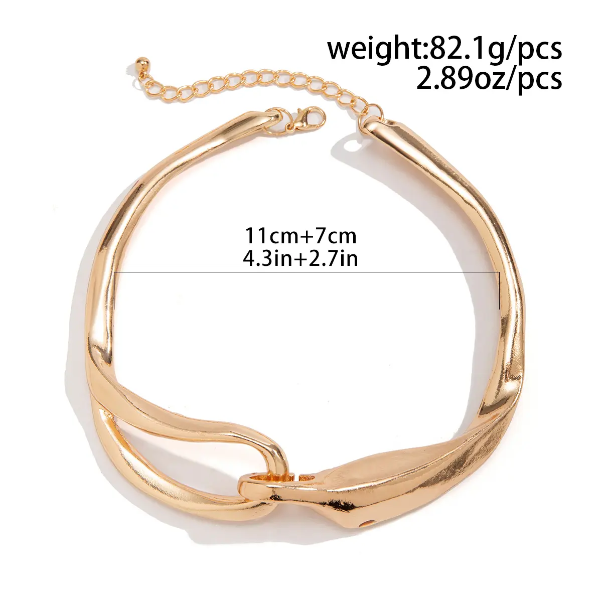 Punk Irregular Geometric Thick Torques Necklace for Women Personalized Gold Color Heavy Metal Chokers Banquet Party Jewelry New