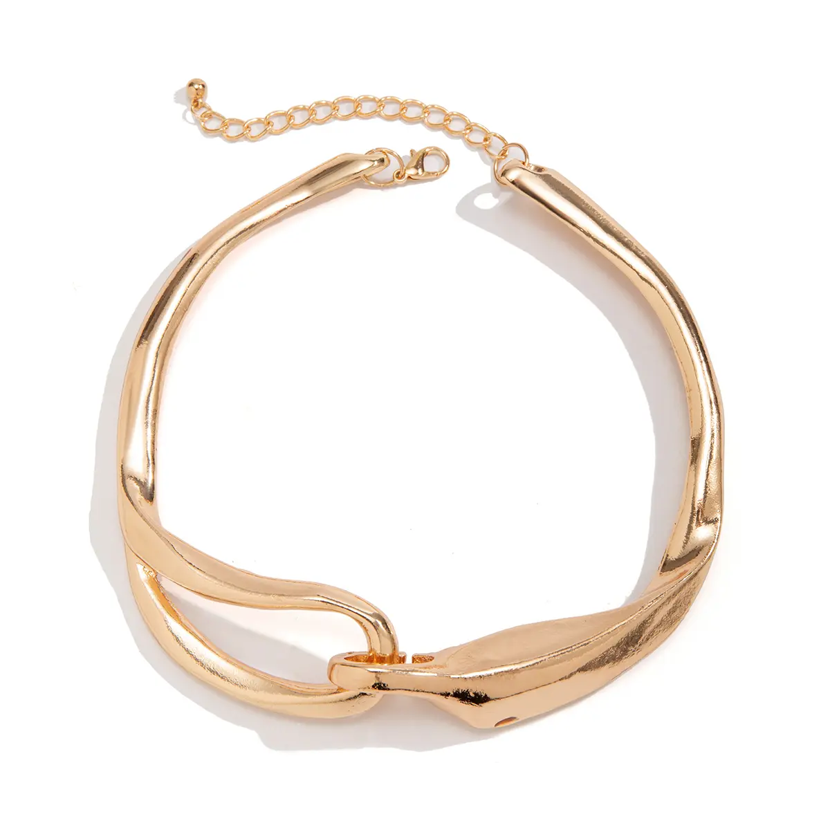 Punk Irregular Geometric Thick Torques Necklace for Women Personalized Gold Color Heavy Metal Chokers Banquet Party Jewelry New