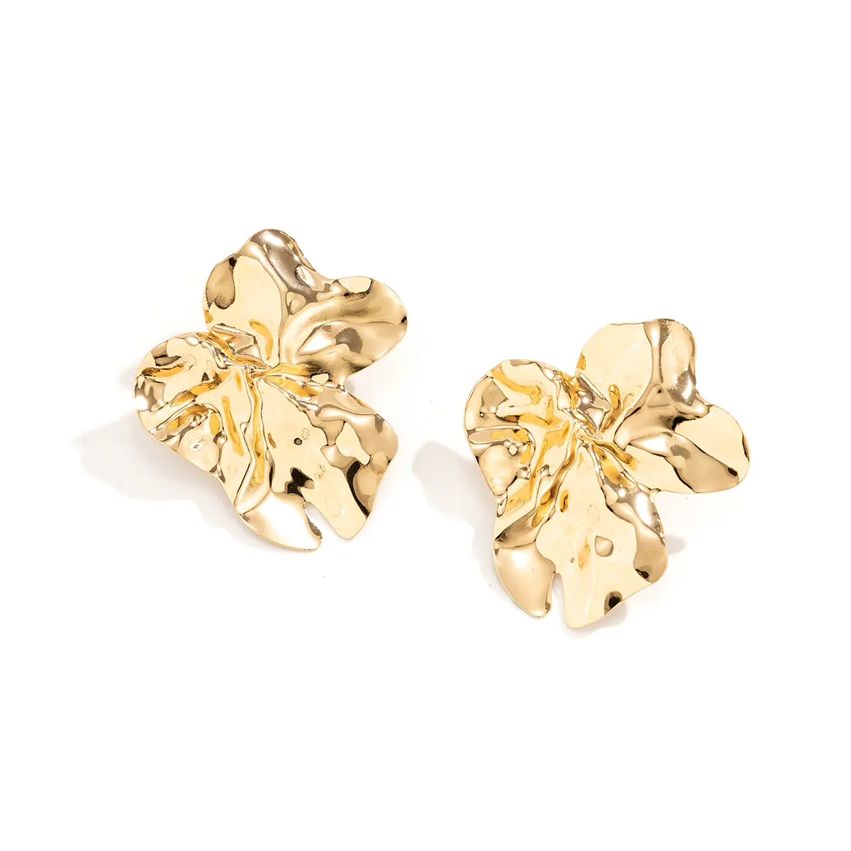Goth Geometric Irregular Metal Petal Flower Stud Earrings for Women Girls Trend Unique Piercing Earring Grunge Jewelry Steampunk