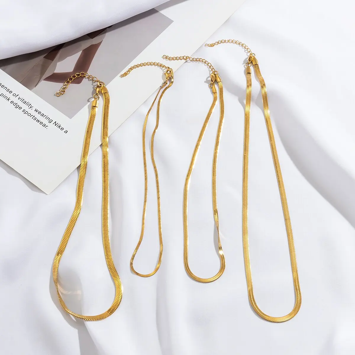 High Quality Unisex Stainless Steel Flat Snake Chain Necklace for Women Vintage Gold Color Choker Neck Jewelry Accessories Men