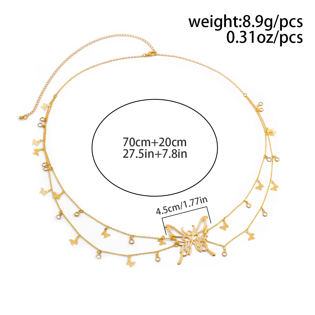 Ingemark Boho Sexy Hollow Butterfly Waist Belly Belt Chain for Women Summer Bikini Crystal Tassel Pendant Link Body Jewelry Gift
