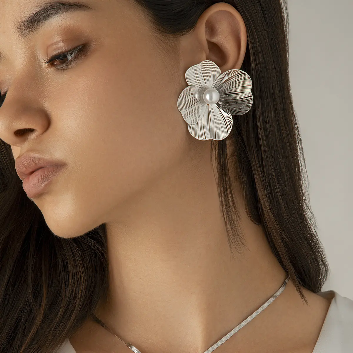 Ingemark Punk Vintage Metal Petal Flower Stud Earrings Women Girls Trend 2024 Goth Geometric Piercing Earring Jewelry Steampunk